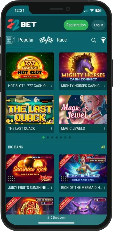 22Bet App móvil
