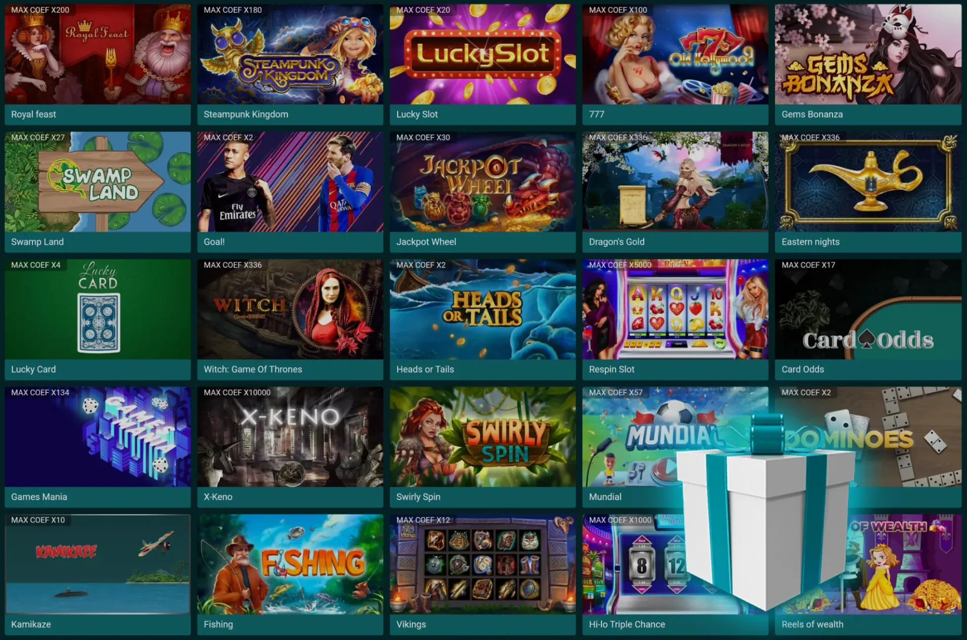 Catálogo completo de juegos 22Bet Casino